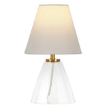 14" Clear Glass Cylinder Table Lamp With White Drum Shade