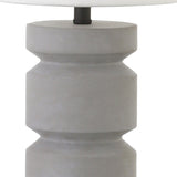 14" Clear Glass Cylinder Table Lamp With White Drum Shade