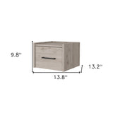 10" Beige One Drawer Faux Wood Floating Nightstand