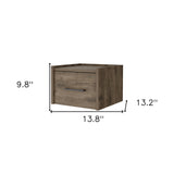 10" Gray One Drawer Faux Wood Floating Nightstand