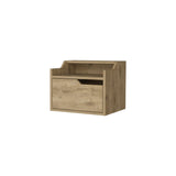 13" Beige One Drawer Faux Wood Floating Nightstand
