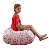 32" Pink Microfiber Round Princess Pouf Cover