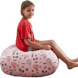 32" Pink Microfiber Round Princess Pouf Cover