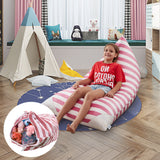 35" Pink and White Microfiber Specialty Striped Pouf Cover