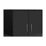 28" Black Wall mounted Accent Cabinet With Six Shelves And Three Drawers