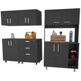 28" Black Wall mounted Accent Cabinet With Nine Shelves And Three Drawers