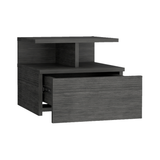 13" Dark Gray One Drawer Faux Wood Floating Nightstand