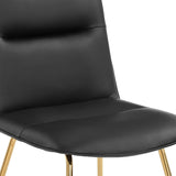 Set of Two Tufted Black And Gold Upholstered Faux Leather Dining Side Chairs