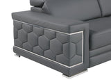 89" Black And Silver Leather Sofa