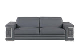 89" Gray And Silver Leather Sofa