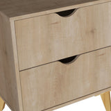 20" Natural Two Drawer Faux Wood Nightstand