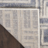 9' x 12' Blue Geometric Distressed Area Rug