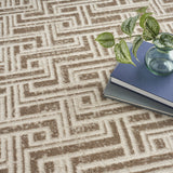 8' x 10' Blue Geometric Distressed Area Rug