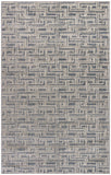 4' x 6' Blue Geometric Distressed Area Rug