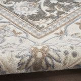 8' x 10' Gray Floral Distressed Area Rug