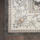 5' x 7' Gray Floral Distressed Area Rug