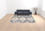 9' x 12' Blue Geometric Distressed Area Rug
