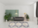 8' x 10' Blue Geometric Distressed Area Rug
