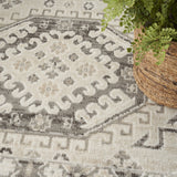5' x 7' Gray Geometric Distressed Area Rug