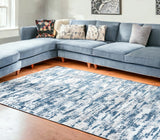 8' x 11' Navy Blue Abstract Washable Non Skid Area Rug