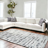 10' x 13' Silver Abstract Washable Non Skid Area Rug