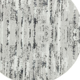 7' Silver Round Abstract Washable Non Skid Area Rug