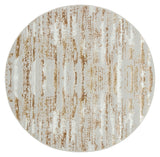 7' Beige Round Abstract Washable Non Skid Area Rug