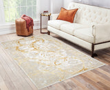 8' x 11' Gray and Brown Abstract Printed Washable Non Skid Area Rug