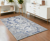 4' x 6' Navy Blue Abstract Area Rug