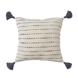 20" White Cotton Pillow With Tassels Edges