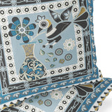 Set of Two 16" X 16" Blue and Black Peacock Blown Seam Floral Indoor Outdoor Throw Pillow