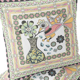 Set of Two 16" X 16" Pink and White Peacock Blown Seam Floral Indoor Outdoor Throw Pillow