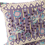 Set of Two 16" X 16" Blue and White Peacock Blown Seam Floral Indoor Outdoor Throw Pillow