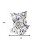 Set of Two 16" X 16" Blue and Green Blown Seam Paisley Indoor Outdoor Throw Pillow