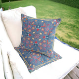 Set of Two 16" X 16" Blue and Purple Blown Seam Paisley Indoor Outdoor Throw Pillow