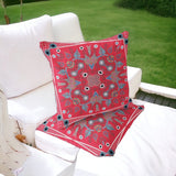 Set of Two 16" X 16" Gray and Red Blown Seam Paisley Indoor Outdoor Throw Pillow