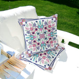 Set of Two 16" X 16" Pink and White Blown Seam Paisley Indoor Outdoor Throw Pillow