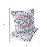 Set of Two 16" X 16" Pink and White Blown Seam Paisley Indoor Outdoor Throw Pillow