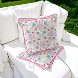 Set of Two 16" X 16" Red and Pink Blown Seam Paisley Indoor Outdoor Throw Pillow