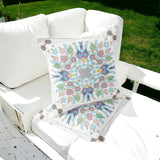 Set of Two 16" X 16" Yellow and White Blown Seam Paisley Indoor Outdoor Throw Pillow