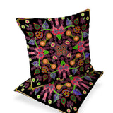 Set of Two 16" X 16" Black and Pink Blown Seam Paisley Indoor Outdoor Throw Pillows