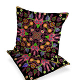 Set of Two 16" X 16" Black and Pink Blown Seam Paisley Indoor Outdoor Throw Pillows