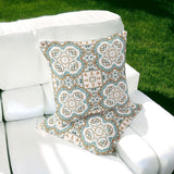 Set of Two 16" X 16" Orange and White Blown Seam Eclectic Indoor Outdoor Throw Pillow