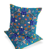 Set of Two 16" X 16" Blue Blown Seam Paisley Indoor Outdoor Throw Pillow