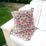 Set of Two 16" X 16" Pink Blown Seam Paisley Indoor Outdoor Throw Pillow