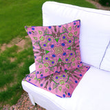 Set of Two 16" X 16" Pink Blown Seam Abstract Indoor Outdoor Throw Pillow