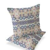 Set of Two 16" X 16" Beige Blown Seam Abstract Indoor Outdoor Throw Pillow