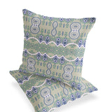 Set of Two 16" X 16" Green Blown Seam Abstract Indoor Outdoor Throw Pillow