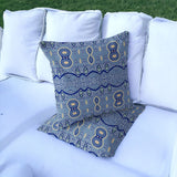 Set of Two 16" X 16" Blue Blown Seam Abstract Indoor Outdoor Throw Pillow