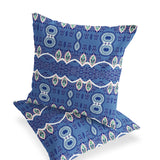 Set of Two 16" X 16" Blue Blown Seam Abstract Indoor Outdoor Throw Pillow